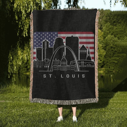 St. Louis Missouri American Flag Woven Blankets