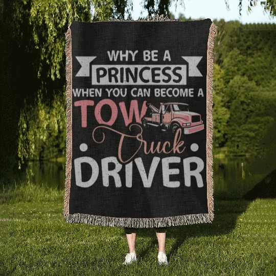 Girl prinzess tow truck driver Woven Blankets