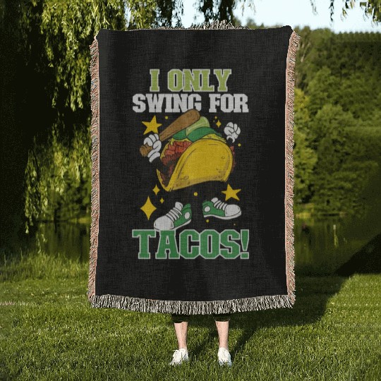 Taco Mexican Food Baseball Card Baseball Player Woven Blankets