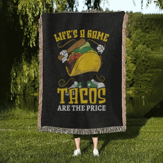 Taco Mexican Food Baseball Card Baseball Player Woven Blankets