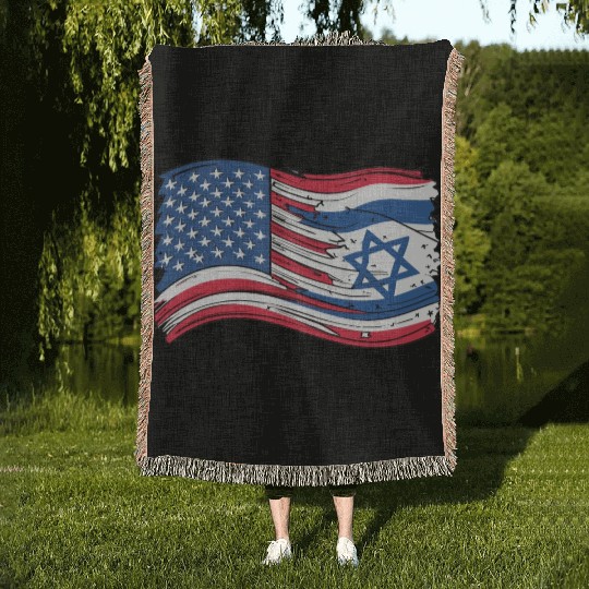 USA Israel flag! We stand with Israel! Woven Blankets
