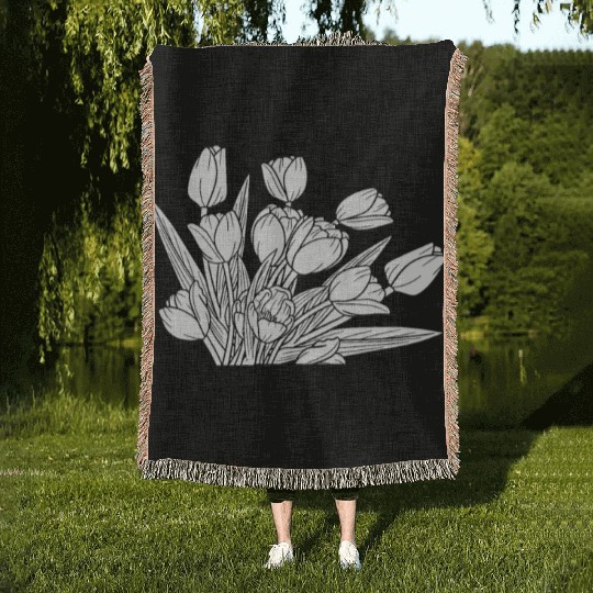 Tulip Gardening Bouquet Woven Blankets