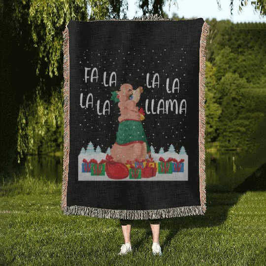 Fa La La La La La Llama Funny Gift Woven Blankets