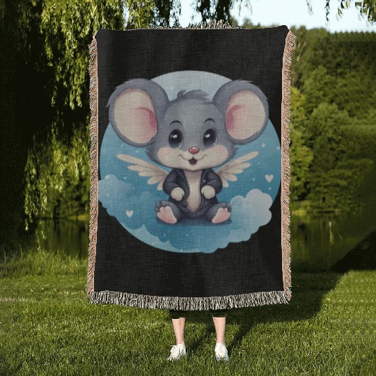 Mouse Angel Wings Rat Woven Blankets