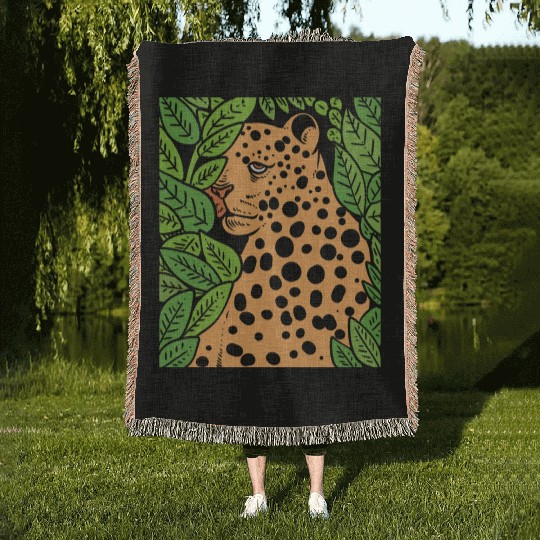 Jaguar in Forest Wildlife Biologist Gift Woven Blankets