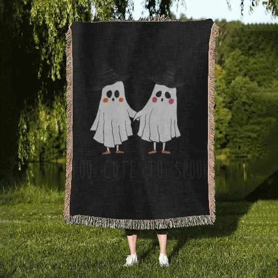 too cute to spook halloween trick or treat to cute Woven Blankets