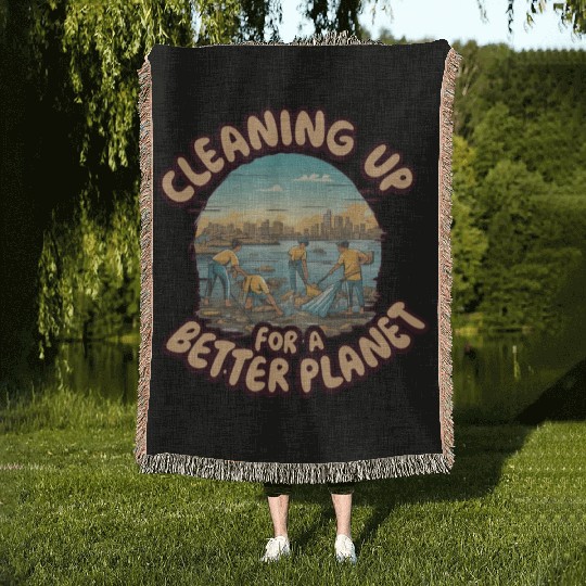 CLEANING UP FOR A BETTER PLANET Woven Blankets