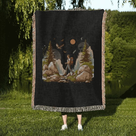 Rock Collecting Dad Nature Wilderness Adventure Woven Blankets