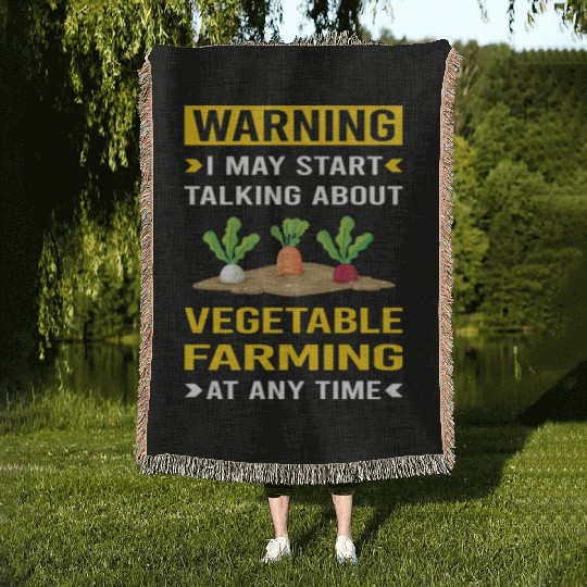 Warning Vegetable Farming Farm Farmer Woven Blankets