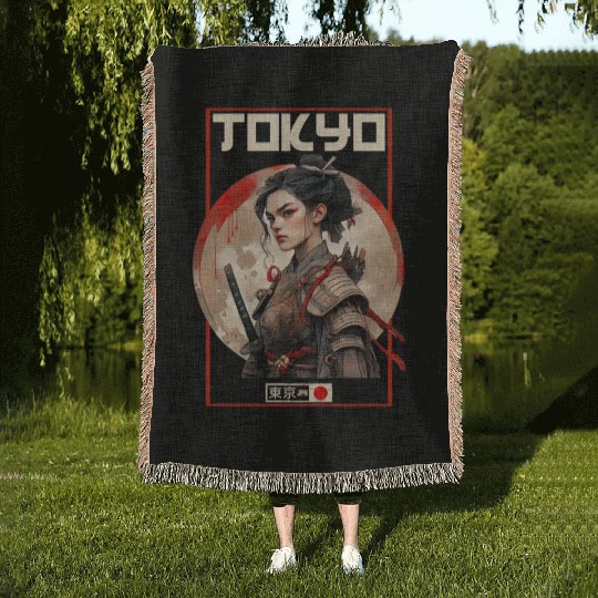 Asia 80s Japanese Retro Samurais Samurai Woven Blankets