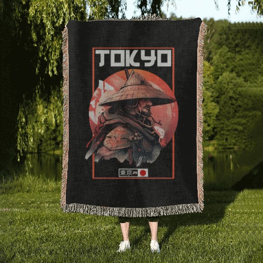 Asia 80s Japanese Retro Samurais Samurai Woven Blankets