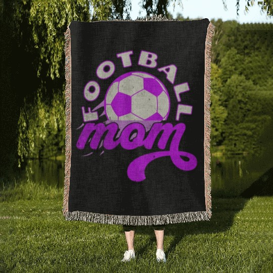 Football Mom: Proud and Loud! Woven Blankets