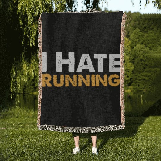 Mens I Hate Running Woven Blankets Funny Sarcastic