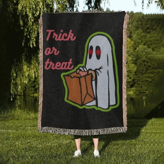 trick or treat Woven Blankets