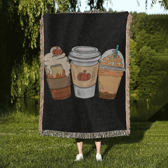 Fall Coffee Drink Thanksgiving Woven Blankets