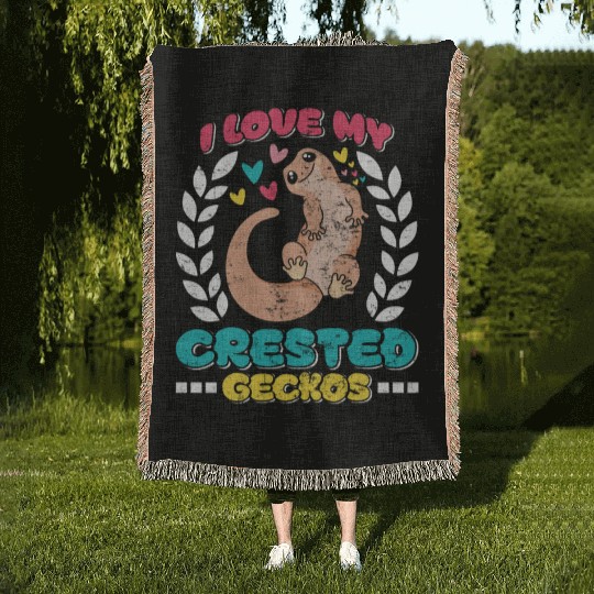 Reptile Lover Lizard Collector Crestie Crested Woven Blankets