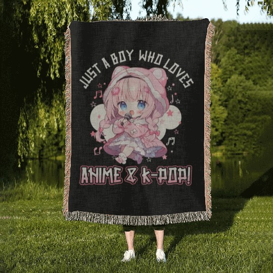 Just a Boy who loves Anime and K-Pop Woven Blankets