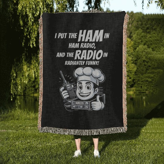 Radiantly Funny Amateur Ham Radio Operator Chef Woven Blankets