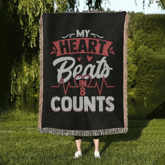 My Heart Beats In 8 Counts Cheerleading Cheerleade Woven Blankets