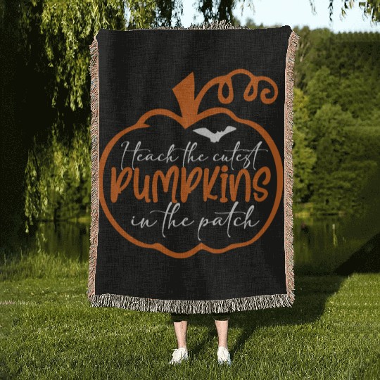 Cutest Halloween Pumpkin Patch Teacher Fun Design Woven Blankets