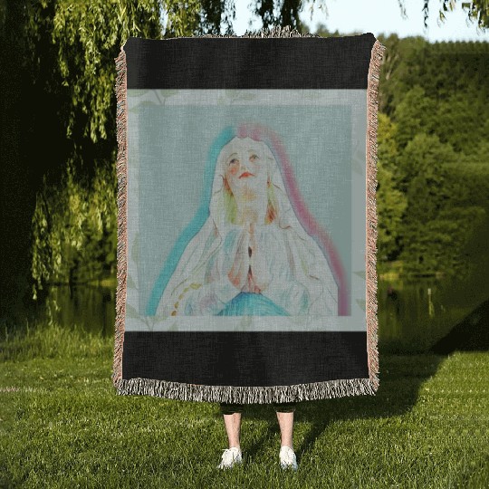 Virgin Mary Praying Woven Blankets