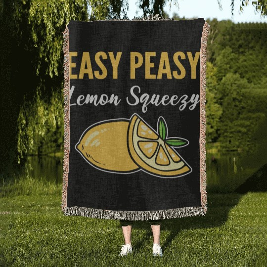 Easy Peasy Lemon Lemonade Vendor Gift Woven Blankets