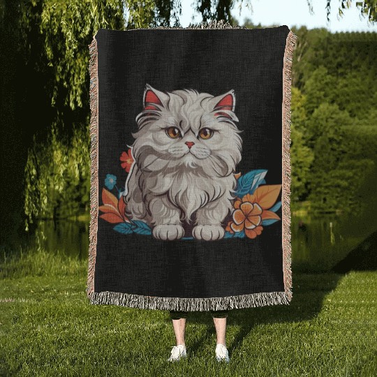 Persian Cat Woven Blankets