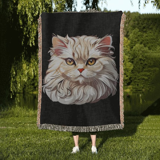 Persian Cat Woven Blankets