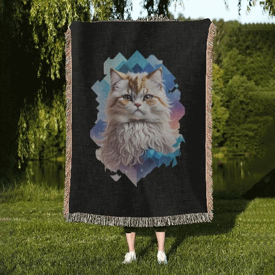 Persian Cat Woven Blankets