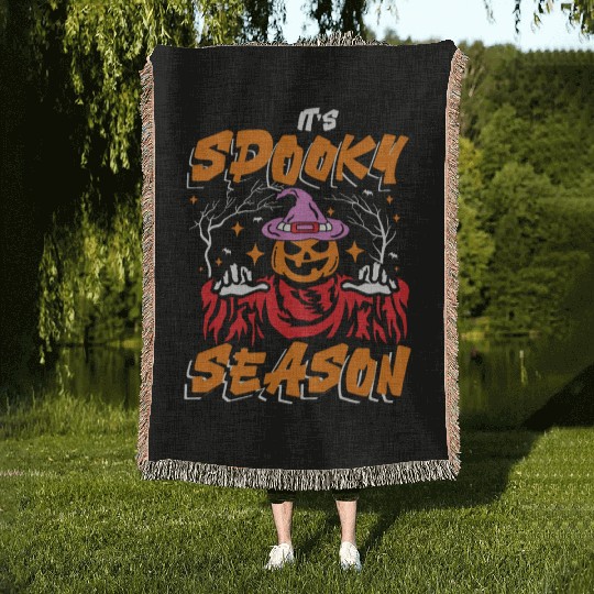 It's spooky season | scary halloween fun Woven Blankets