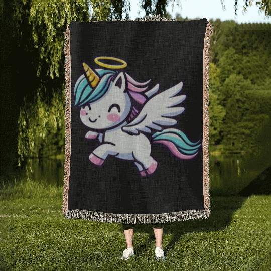 Heavenly Unicorn: Sweet Magic with Angel Wings Woven Blankets