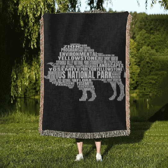 US National Parks Buffalo Hiking Campground Kidsbu Woven Blankets