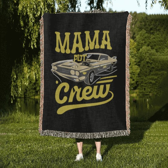 Car Birthday Party Racing Family Mama Pit Crew Woven Blankets