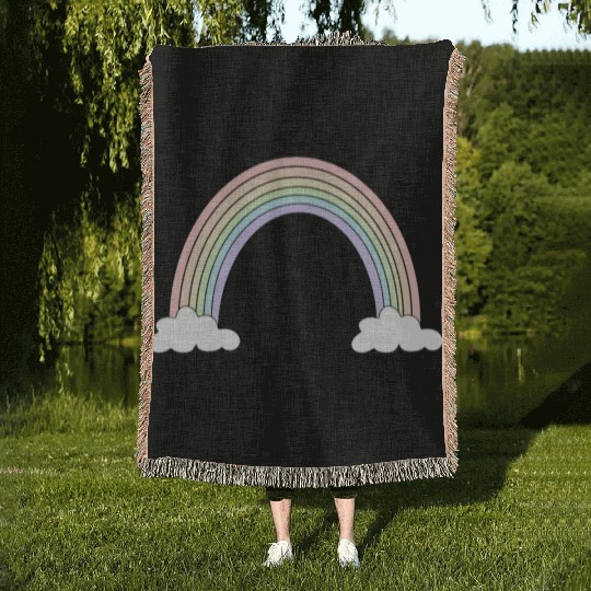 Pastel Rainbow Love Woven Blankets