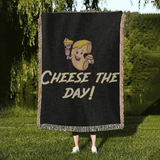 Cheese The Day Macncheese Cheese Lover Woven Blankets