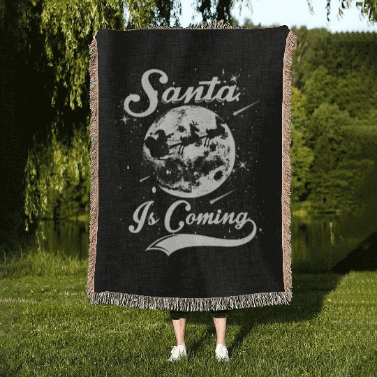 Santa is Coming Woven Blankets
