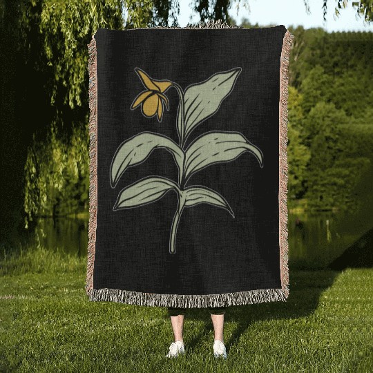 Yellow Orchid Plants Lover Gift Woven Blankets