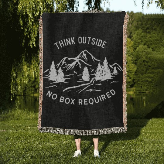 Nature Camping Mountains, Think Outside No box Woven Blankets