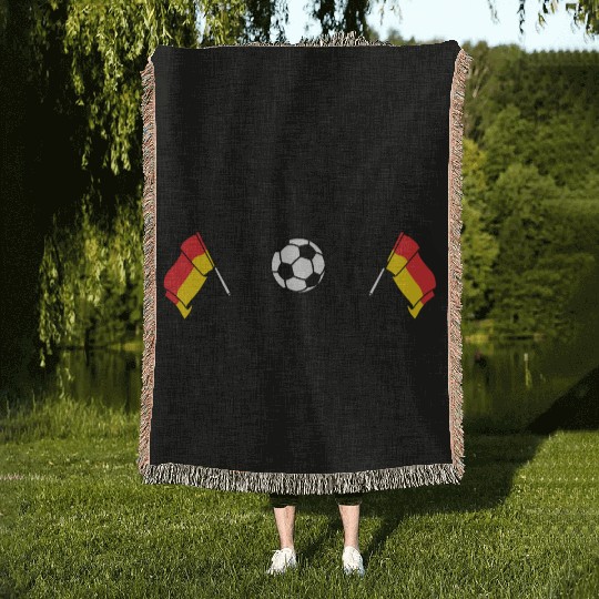 Flag germany football heartbeat Woven Blankets