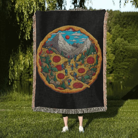 Pizza landscape Woven Blankets