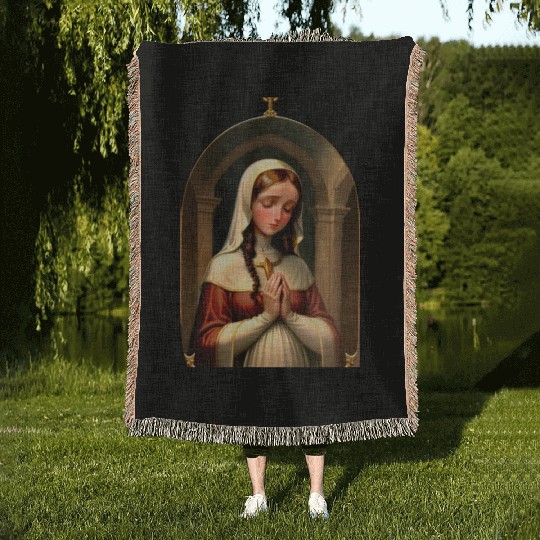 Praying Virgin Mary Woven Blankets