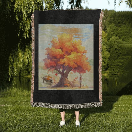 "Autumn Feels - Nature's Embrace" Woven Blankets