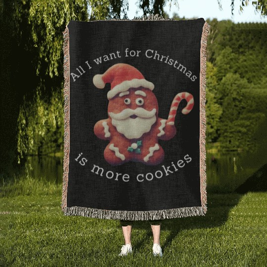Funny Christmas Cookie Woven Blankets