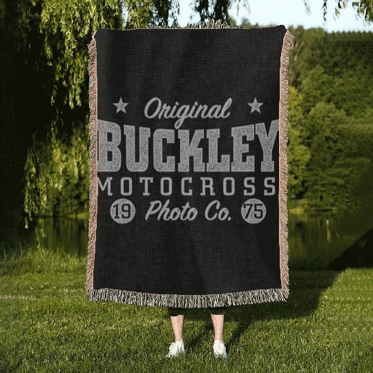 Original Buckley Motocross Photo Co Woven Blankets