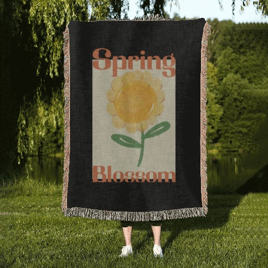Sunflower Spring Blossom Woven Blankets