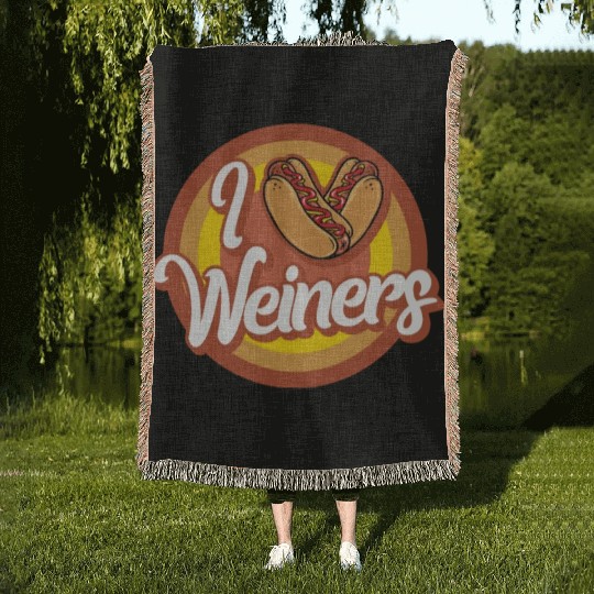 Hotdog Woven Blankets, I Love Weiners Heart Hotdogs Cute