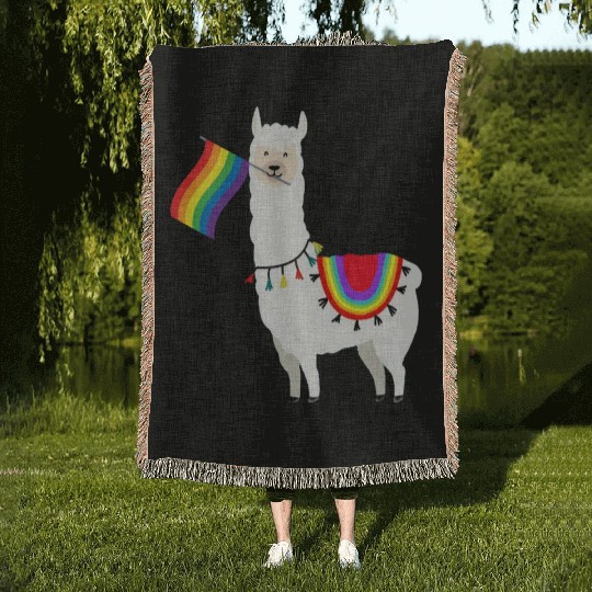 Lgbt Flag Llama Gay Lesbian Woven Blankets
