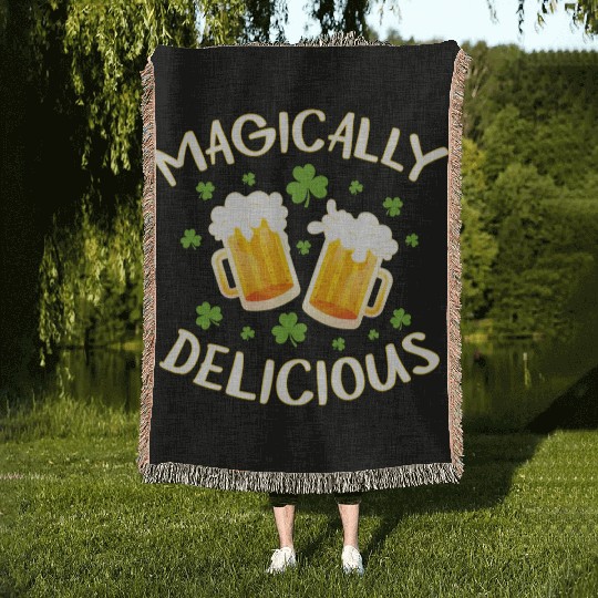 Magically Delicious Beer Drinking Irish Team St Woven Blankets