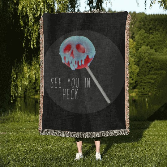 See You In Heck Poison Skull Candy Woven Blankets