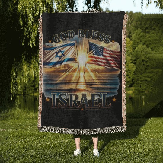United for Israel God Bless Israel - Promised Land Woven Blankets